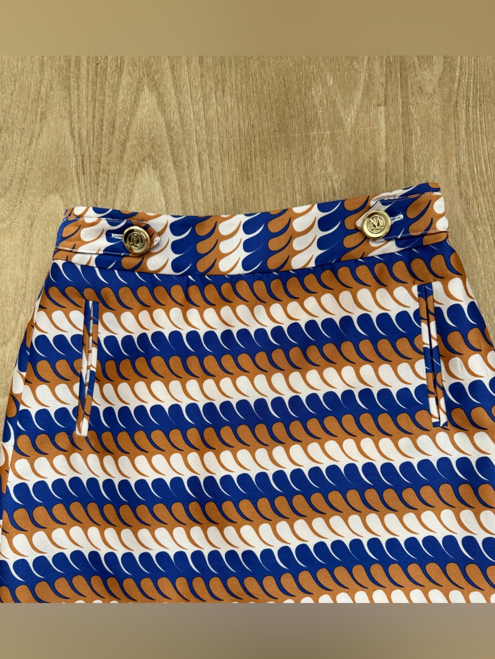 Lissa Mar Wool Blend Retro 60s Mod Mini Skirt Blue Rust White Size 4